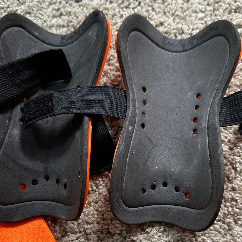 Kids Orange Soccer Shin Guards with Matching Over-the-Calf Socks